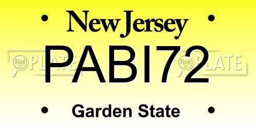 PABI72 New Jersey License Plate