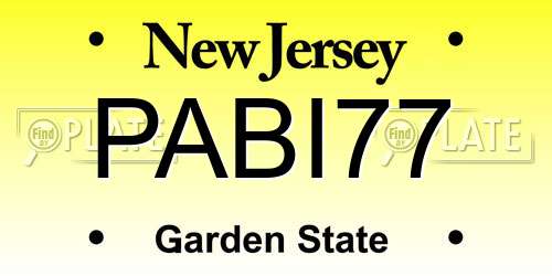 PABI77 New Jersey License Plate