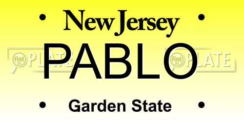 PABLO New Jersey License Plate