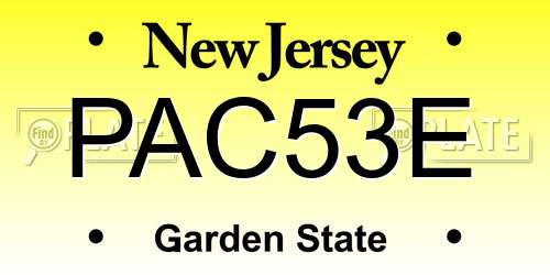 PAC53E New Jersey License Plate