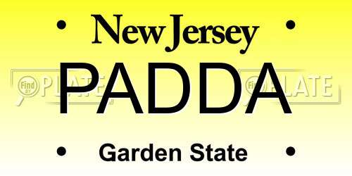 PADDA New Jersey License Plate