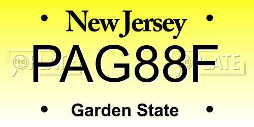 PAG88F New Jersey License Plate
