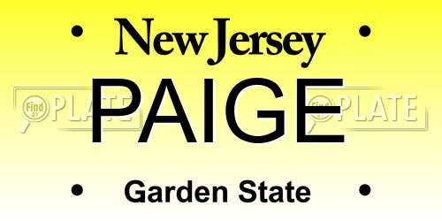 PAIGE New Jersey License Plate