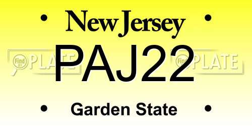 PAJ22 New Jersey License Plate