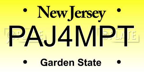 PAJ4MPT New Jersey License Plate
