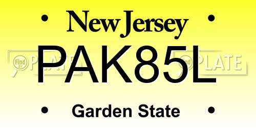PAK85L New Jersey License Plate