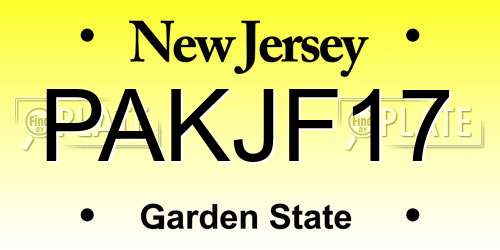 PAKJF17 New Jersey License Plate