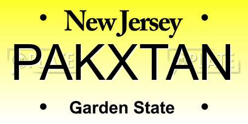 PAKXTAN New Jersey License Plate