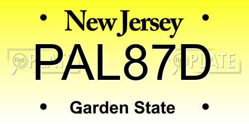 PAL87D New Jersey License Plate