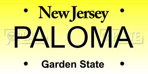PALOMA New Jersey License Plate
