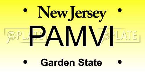 PAMVI New Jersey License Plate