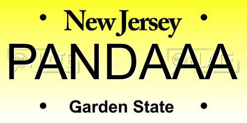 PANDAAA New Jersey License Plate