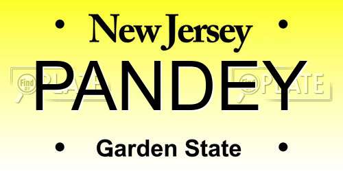 PANDEY New Jersey License Plate