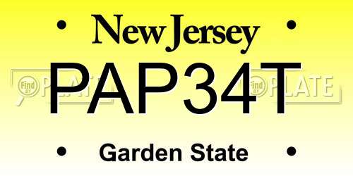 PAP34T New Jersey License Plate