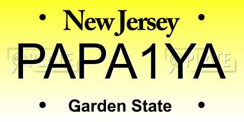 PAPA1YA New Jersey License Plate