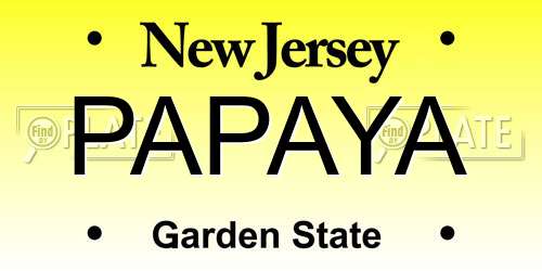PAPAYA New Jersey License Plate