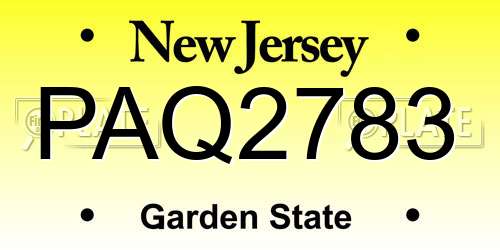 PAQ2783 New Jersey License Plate
