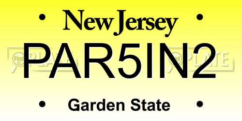 PAR5IN2 New Jersey License Plate