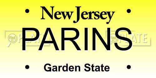 PARINS New Jersey License Plate