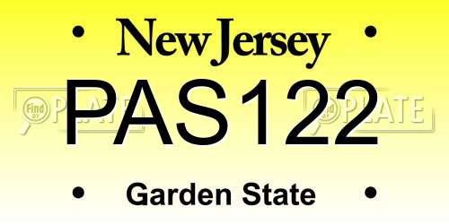 PAS122 New Jersey License Plate