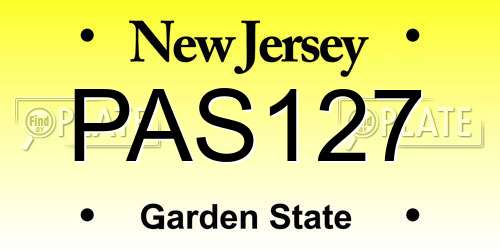 PAS127 New Jersey License Plate