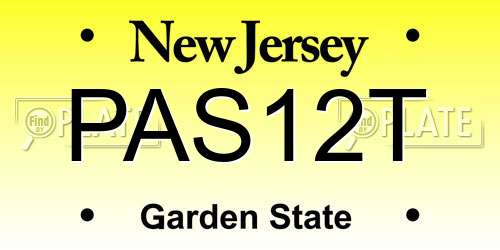 PAS12T New Jersey License Plate