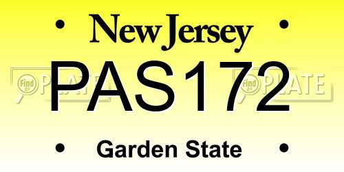 PAS172 New Jersey License Plate