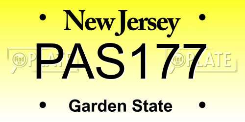 PAS177 New Jersey License Plate