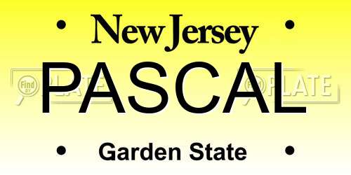 PASCAL New Jersey License Plate