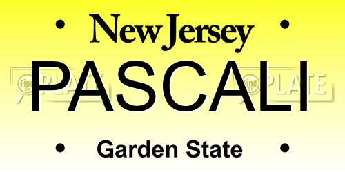 PASCALI New Jersey License Plate