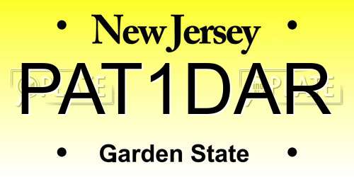 PAT1DAR New Jersey License Plate