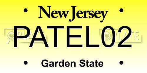 PATEL02 New Jersey License Plate