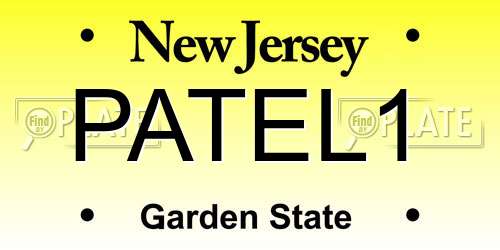 PATEL1 New Jersey License Plate