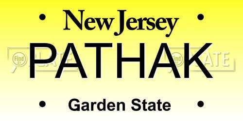 PATHAK New Jersey License Plate