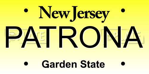 PATRONA New Jersey License Plate