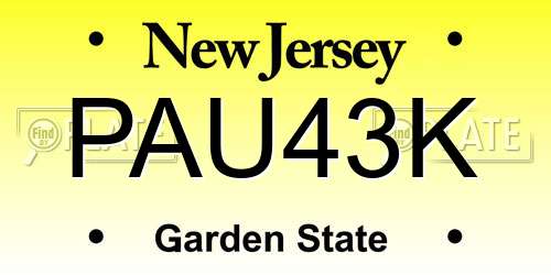 PAU43K New Jersey License Plate