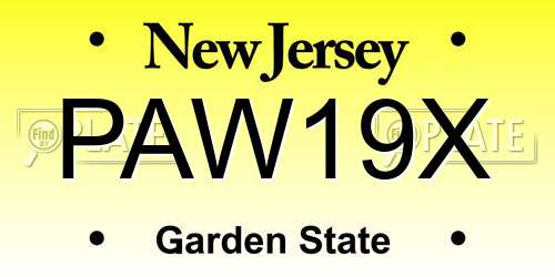 PAW19X New Jersey License Plate