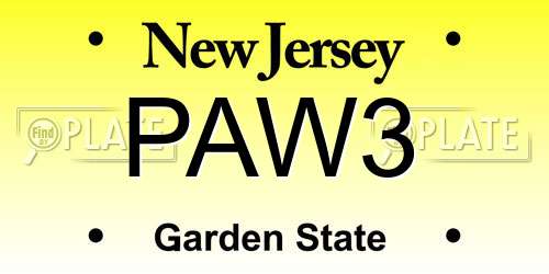PAW3 New Jersey License Plate