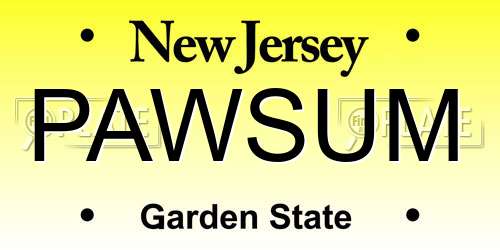 PAWSUM New Jersey License Plate