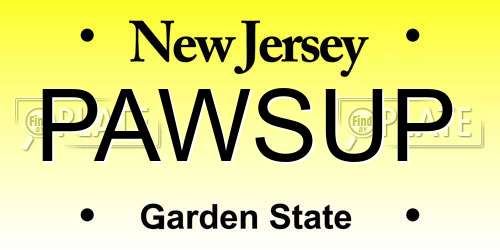 PAWSUP New Jersey License Plate