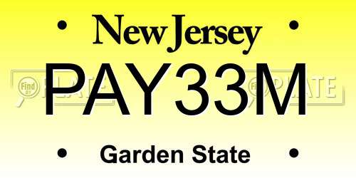 PAY33M New Jersey License Plate