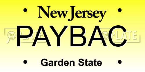 PAYBAC New Jersey License Plate