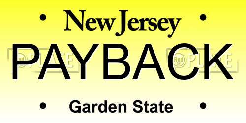 PAYBACK New Jersey License Plate