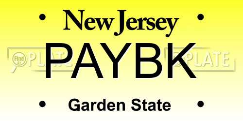 PAYBK New Jersey License Plate