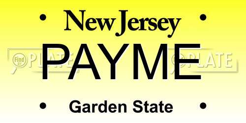 PAYME New Jersey License Plate