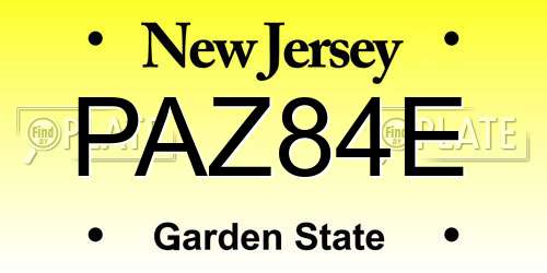 PAZ84E New Jersey License Plate
