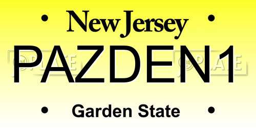 PAZDEN1 New Jersey License Plate