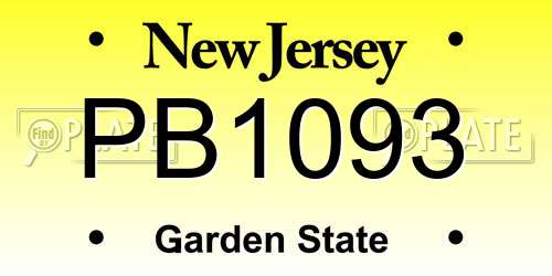 PB1093 New Jersey License Plate