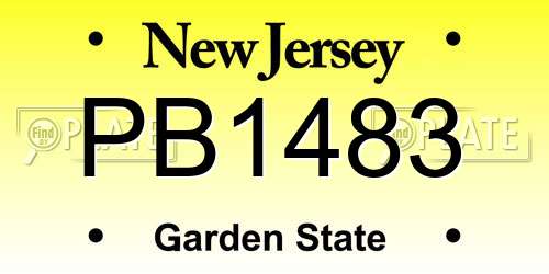 PB1483 New Jersey License Plate