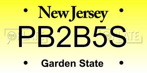 PB2B5S New Jersey License Plate